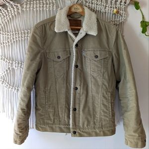 Levi's Beige Sherpa Corduroy Trucker Jacket Medium